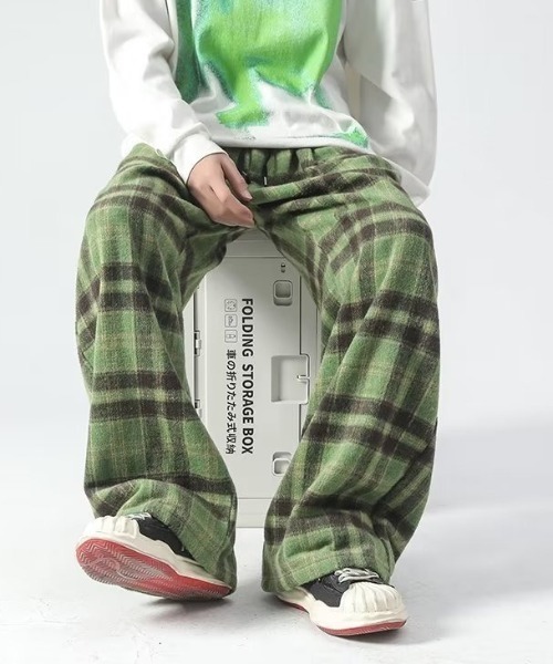 セール】【25年秋冬新作】【起毛】チェックイージーネルパンツ【UNISEX