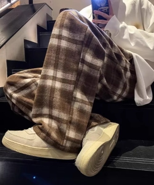 link lot(リンクロット)の「【起毛】チェックイージーネルパンツ【UNISEX】(その他パンツ・レディース・ブラック/グリーン/ブラウン・M/L)」の8枚目の写真
