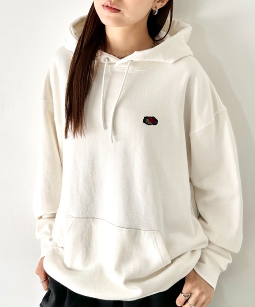 FRUIT OF THE LOOM（フルーツオブザルーム）の「Fruit of the Loom(フルーツオブザルーム)/オーバーサイズ 裏毛 起毛なし 無地 ワッペン ワンポイント パーカー フーディー（パーカー・レディース・グレー/ブラック/グリーン/ホワイト・S/M/L/XL）」の7枚目の写真