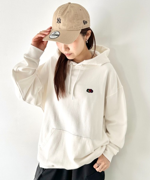 FRUIT OF THE LOOM（フルーツオブザルーム）の「Fruit of the Loom(フルーツオブザルーム)/オーバーサイズ 裏毛 起毛なし 無地 ワッペン ワンポイント パーカー フーディー（パーカー・レディース・グレー/ブラック/グリーン/ホワイト・S/M/L/XL）」の9枚目の写真