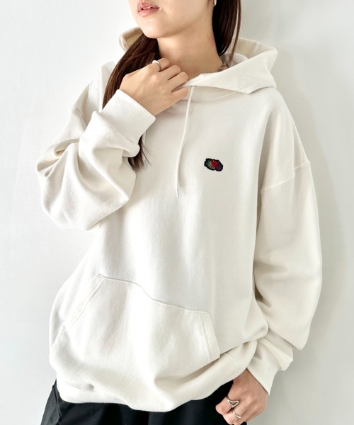 FRUIT OF THE LOOM（フルーツオブザルーム）の「Fruit of the Loom(フルーツオブザルーム)/オーバーサイズ 裏毛 起毛なし 無地 ワッペン ワンポイント パーカー フーディー（パーカー・レディース・グレー/ブラック/グリーン/ホワイト・S/M/L/XL）」の6枚目の写真