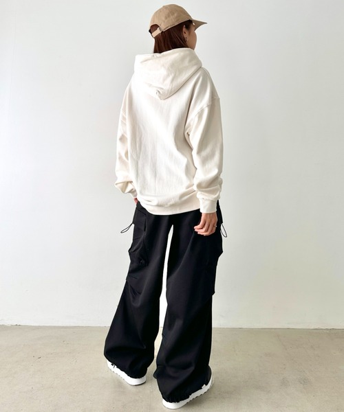 FRUIT OF THE LOOM（フルーツオブザルーム）の「Fruit of the Loom(フルーツオブザルーム)/オーバーサイズ 裏毛 起毛なし 無地 ワッペン ワンポイント パーカー フーディー（パーカー・レディース・グレー/ブラック/グリーン/ホワイト・S/M/L/XL）」の12枚目の写真