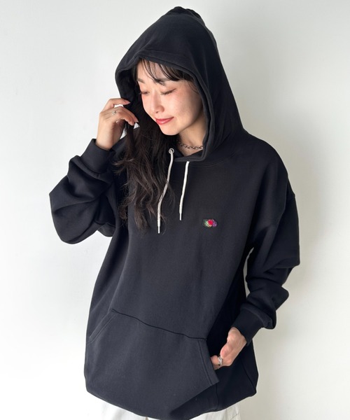 FRUIT OF THE LOOM（フルーツオブザルーム）の「Fruit of the Loom(フルーツオブザルーム)/オーバーサイズ 裏毛 起毛なし 無地 ワッペン ワンポイント パーカー フーディー（パーカー・レディース・グレー/ブラック/グリーン/ホワイト・S/M/L/XL）」の16枚目の写真