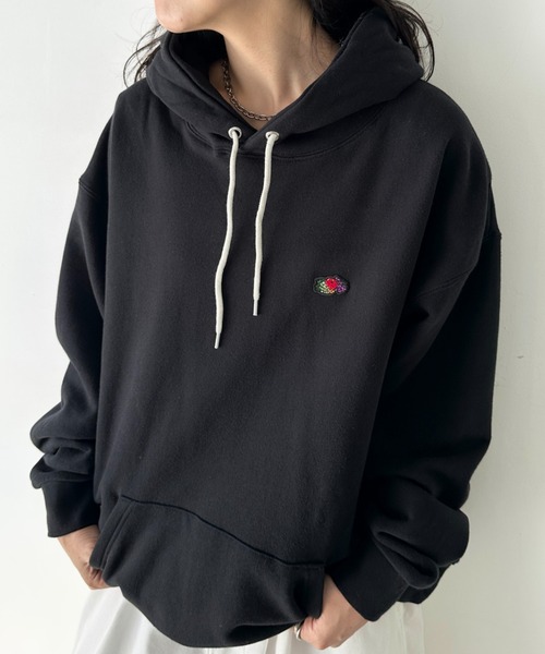 FRUIT OF THE LOOM（フルーツオブザルーム）の「Fruit of the Loom(フルーツオブザルーム)/オーバーサイズ 裏毛 起毛なし 無地 ワッペン ワンポイント パーカー フーディー（パーカー・レディース・グレー/ブラック/グリーン/ホワイト・S/M/L/XL）」の13枚目の写真