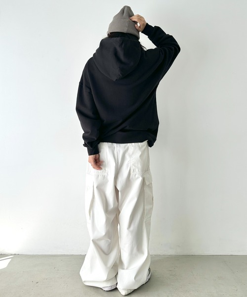 FRUIT OF THE LOOM（フルーツオブザルーム）の「Fruit of the Loom(フルーツオブザルーム)/オーバーサイズ 裏毛 起毛なし 無地 ワッペン ワンポイント パーカー フーディー（パーカー・レディース・グレー/ブラック/グリーン/ホワイト・S/M/L/XL）」の21枚目の写真