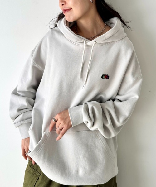 FRUIT OF THE LOOM（フルーツオブザルーム）の「Fruit of the Loom(フルーツオブザルーム)/オーバーサイズ 裏毛 起毛なし 無地 ワッペン ワンポイント パーカー フーディー（パーカー・レディース・グレー/ブラック/グリーン/ホワイト・S/M/L/XL）」の22枚目の写真