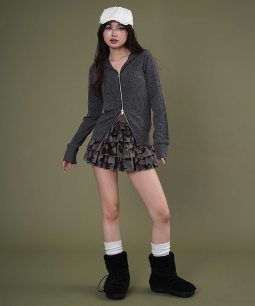 dispark（ディスパーク）の「DISPARK/フードラインストーンジップパーカー（パーカー・レディース・カーキ/チャコール・FREE）」の11枚目の写真