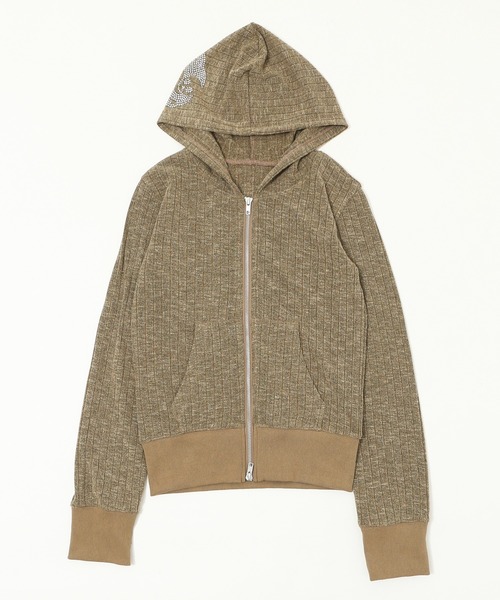 dispark（ディスパーク）の「DISPARK/フードラインストーンジップパーカー（パーカー・レディース・カーキ/チャコール・FREE）」の16枚目の写真