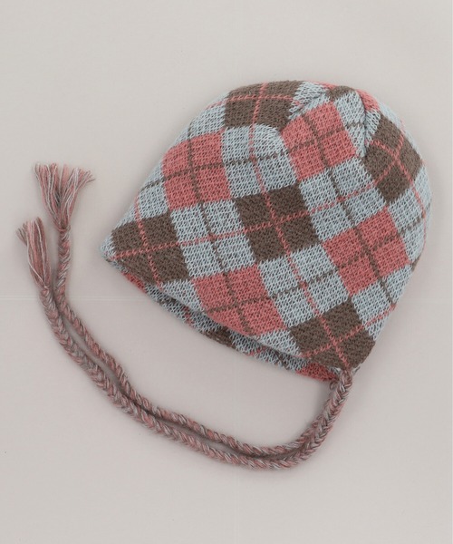 CA4LA(カシラ)の「DIAMOND CHECK KNIT(ニットキャップ/ビーニー・メンズ・ブラウン/ブルー/グレー・ONESIZE)」の2枚目の写真