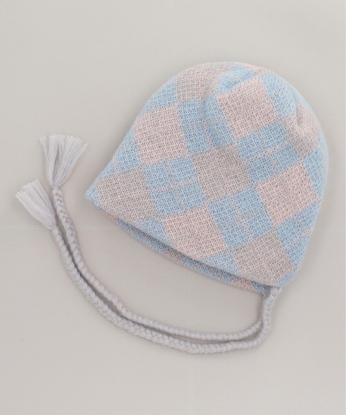 CA4LA(カシラ)の「DIAMOND CHECK KNIT(ニットキャップ/ビーニー・メンズ・ブラウン/ブルー/グレー・ONESIZE)」の3枚目の写真