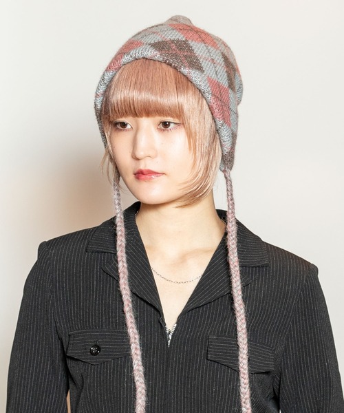 CA4LA(カシラ)の「DIAMOND CHECK KNIT(ニットキャップ/ビーニー・メンズ・ブラウン/ブルー/グレー・ONESIZE)」の9枚目の写真