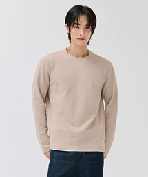 男性変形組織Tシャツ-ベージュ