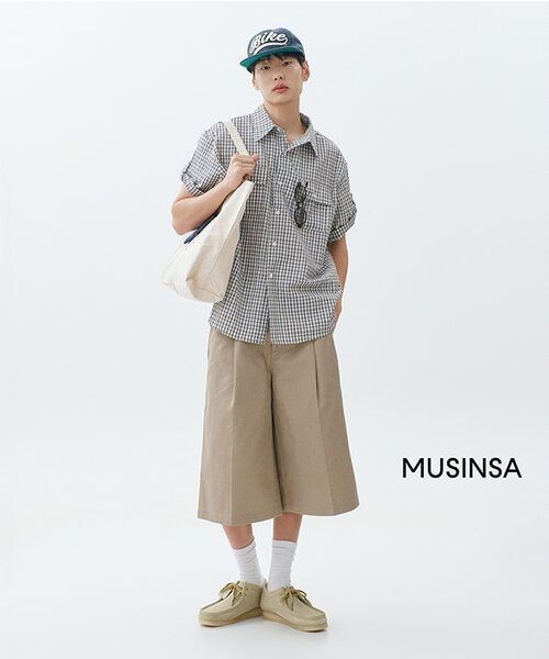 MUSINSA STANDARD（ムシンサスタンダード）の「ヘビーウェイト CP ワンタック ロングバミューダパンツ [ベージュ]（その他パンツ・メンズ・その他・29/30/31/33/26/27/28/40/38/42/36/34/32）」の9枚目の写真