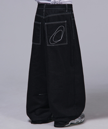 SCALLYWAG | バックロゴ生地ダートデニム[ブラック](デニムパンツ)