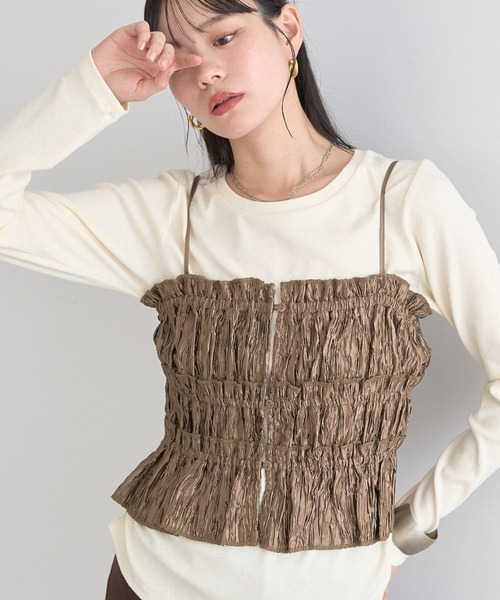 earth music&ecology（アースミュージックアンドエコロジー）の「サイドギャザープルオーバー（Tシャツ/カットソー・レディース・ライトイエロー/アイボリー/ブラック/ドット・FREE）」の2枚目の写真