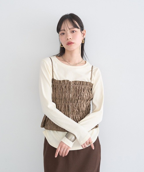 earth music&ecology（アースミュージックアンドエコロジー）の「サイドギャザープルオーバー（Tシャツ/カットソー・レディース・ライトイエロー/アイボリー/ブラック/ドット・FREE）」の12枚目の写真