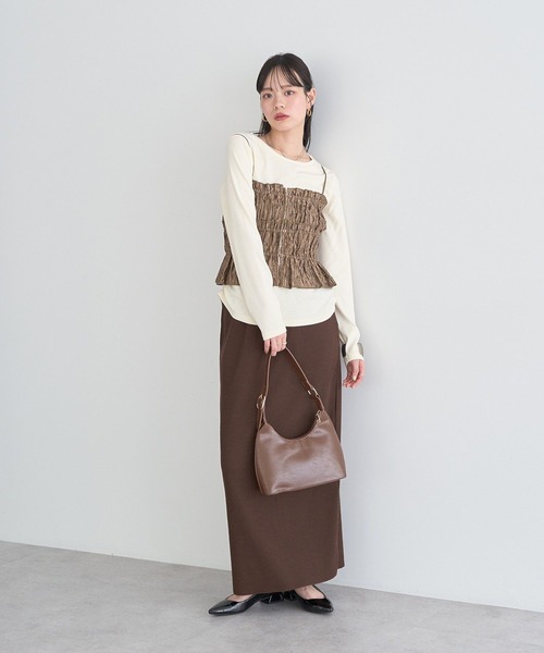 earth music&ecology（アースミュージックアンドエコロジー）の「サイドギャザープルオーバー（Tシャツ/カットソー・レディース・ライトイエロー/アイボリー/ブラック/ドット・FREE）」の13枚目の写真