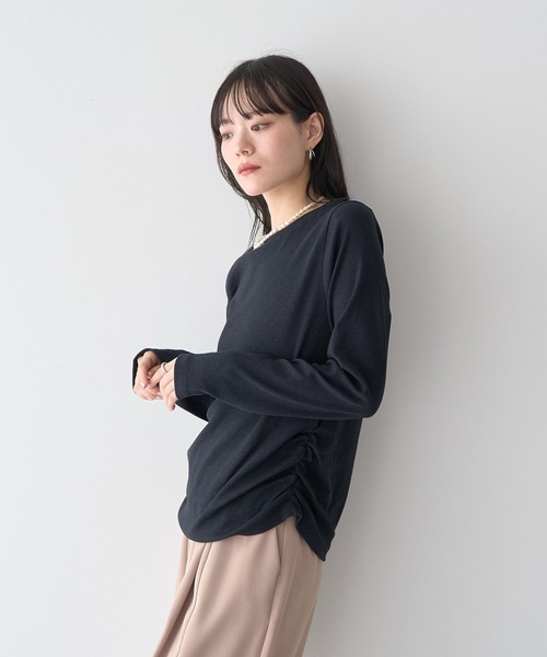 earth music&ecology（アースミュージックアンドエコロジー）の「サイドギャザープルオーバー（Tシャツ/カットソー・レディース・ライトイエロー/アイボリー/ブラック/ドット・FREE）」の8枚目の写真