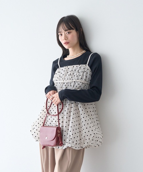 earth music&ecology（アースミュージックアンドエコロジー）の「サイドギャザープルオーバー（Tシャツ/カットソー・レディース・ライトイエロー/アイボリー/ブラック/ドット・FREE）」の17枚目の写真