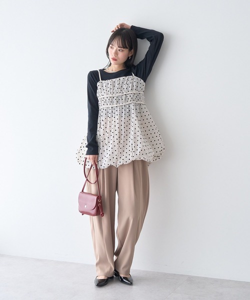 earth music&ecology（アースミュージックアンドエコロジー）の「サイドギャザープルオーバー（Tシャツ/カットソー・レディース・ライトイエロー/アイボリー/ブラック/ドット・FREE）」の19枚目の写真