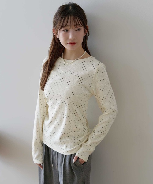 earth music&ecology（アースミュージックアンドエコロジー）の「サイドギャザープルオーバー（Tシャツ/カットソー・レディース・ライトイエロー/アイボリー/ブラック/ドット・FREE）」の22枚目の写真