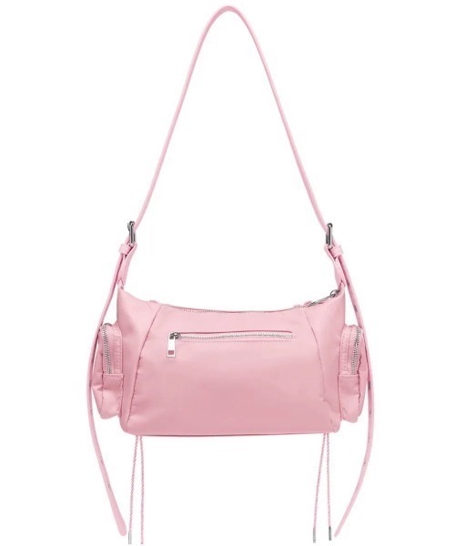 BLACKPURPLE（ブラックパープル）の「【BLACK PURPLE】Glow Corset Bag / 【ブラックパープル】グロウコルセットバッグ（ショルダーバッグ・メンズ・グレー/ピンク・ONE SIZE）」の7枚目の写真