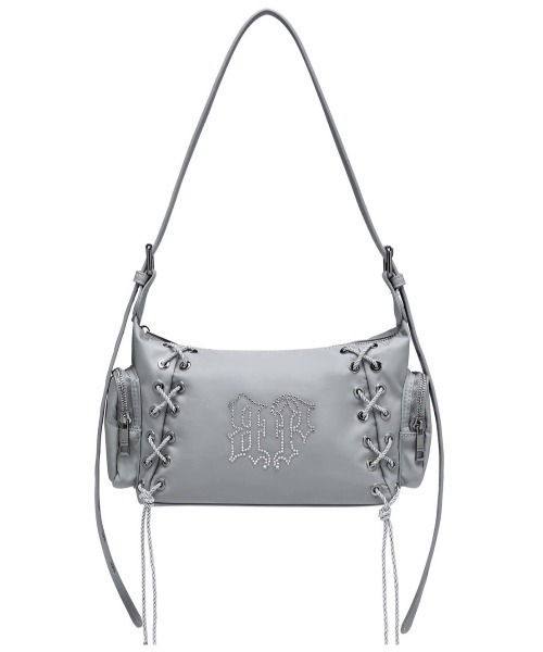 BLACKPURPLE（ブラックパープル）の「【BLACK PURPLE】Glow Corset Bag / 【ブラックパープル】グロウコルセットバッグ（ショルダーバッグ・メンズ・グレー/ピンク・ONE SIZE）」の8枚目の写真