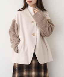 Anna Nicola（アンナニコラ）の「Anna Nicola ボア切替エコウールコート（ノーカラーコート）」