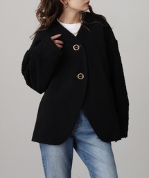 Anna Nicola ボア切替エコウールコート