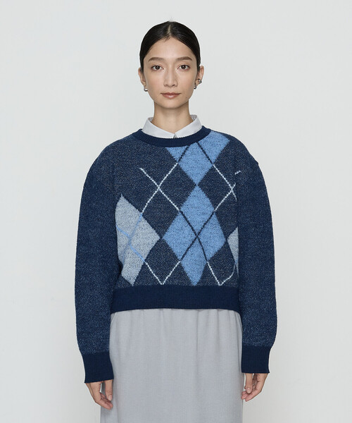 Gabardine K.T（ギャバジンケーティー）の「ジャカード アーガイルニットセーター（ニット/セーター・レディース・グレー/ネイビー/キャメル・9号）」の13枚目の写真