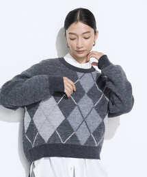 Gabardine K.T | ジャカード アーガイルニットセーター(ニット/セーター)