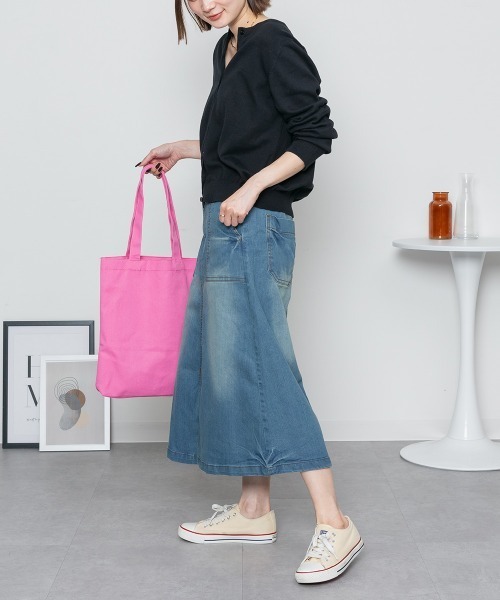 aity(アイティ)の「ストレッチデニムベイカースカート(デニムスカート・レディース・ブルー/ネイビー・M/L/LL/3L/4L)」の7枚目の写真