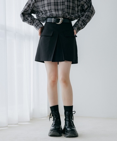 PAGEBOY（ページボーイ）の「フラップBOXミニスカート（スカート・レディース・グレー/ブラウン系その他/ブラック・FREE）」の7枚目の写真