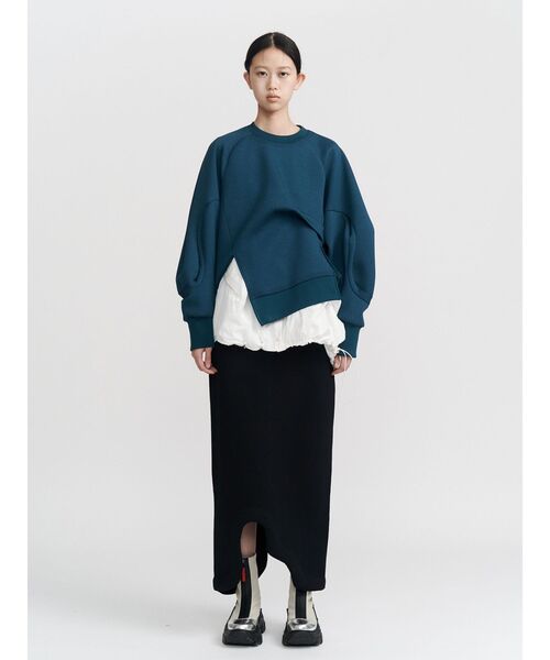 UN3D.（アンスリード）の「WAVE TUCK JERSEY TOP / ウェーブタックジャージートップ（Tシャツ/カットソー・レディース・ホワイト/ブラック/ターコイズブルー・FREE）」の6枚目の写真