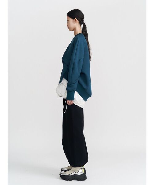 UN3D.（アンスリード）の「WAVE TUCK JERSEY TOP / ウェーブタックジャージートップ（Tシャツ/カットソー・レディース・ホワイト/ブラック/ターコイズブルー・FREE）」の7枚目の写真