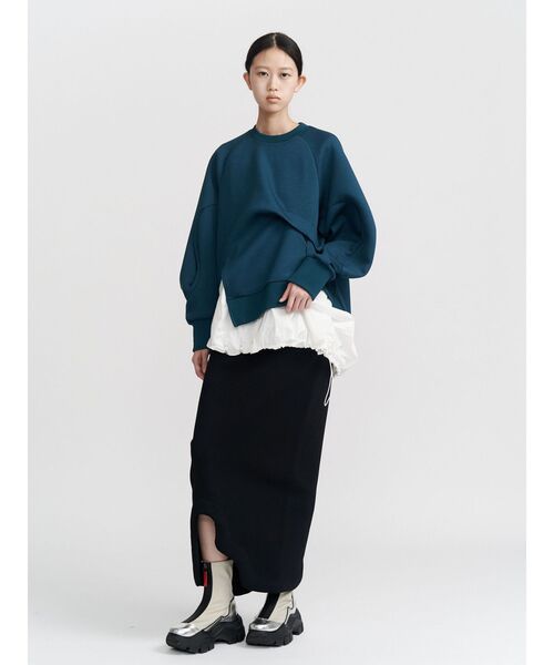 UN3D.（アンスリード）の「WAVE TUCK JERSEY TOP / ウェーブタックジャージートップ（Tシャツ/カットソー・レディース・ホワイト/ブラック/ターコイズブルー・FREE）」の9枚目の写真