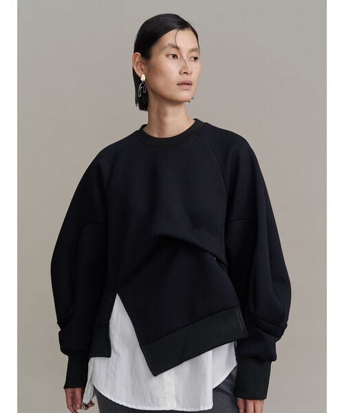 UN3D.（アンスリード）の「WAVE TUCK JERSEY TOP / ウェーブタックジャージートップ（Tシャツ/カットソー・レディース・ホワイト/ブラック/ターコイズブルー・FREE）」の3枚目の写真