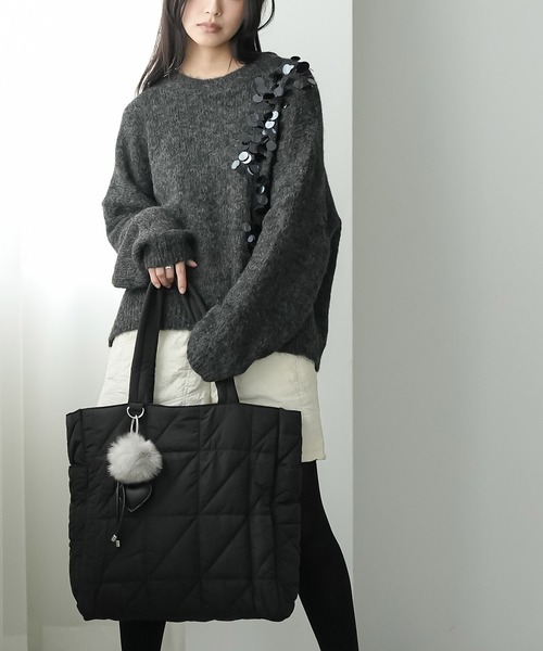 mili an deni（ミリアンデニ）の「スパンコールニットプルオーバー（ニット/セーター・レディース・オフホワイト/ブラック/ライトグレー・M）」の12枚目の写真