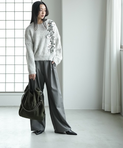 mili an deni（ミリアンデニ）の「スパンコールニットプルオーバー（ニット/セーター・レディース・オフホワイト/ブラック/ライトグレー・M）」の17枚目の写真