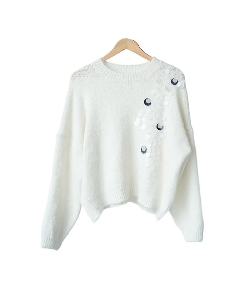 mili an deni（ミリアンデニ）の「スパンコールニットプルオーバー（ニット/セーター・レディース・オフホワイト/ブラック/ライトグレー・M）」の22枚目の写真