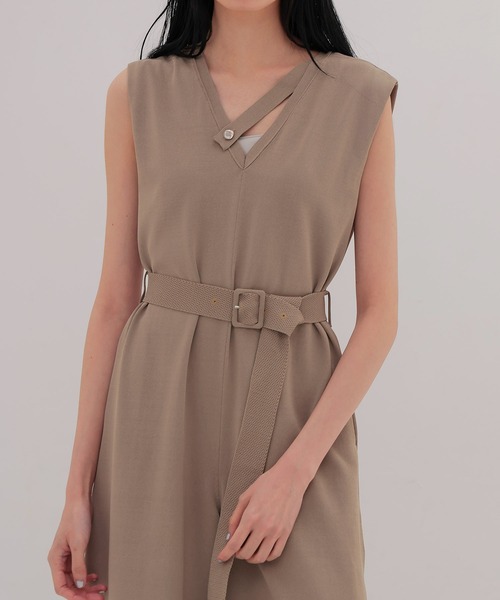 DRESSLAVE（ドレスレイブ）の「accent Vneck combinaison(アクセント Vネックコンビネゾン)（サロペット/オーバーオール・レディース・ブラック/ベージュ・38）」の12枚目の写真