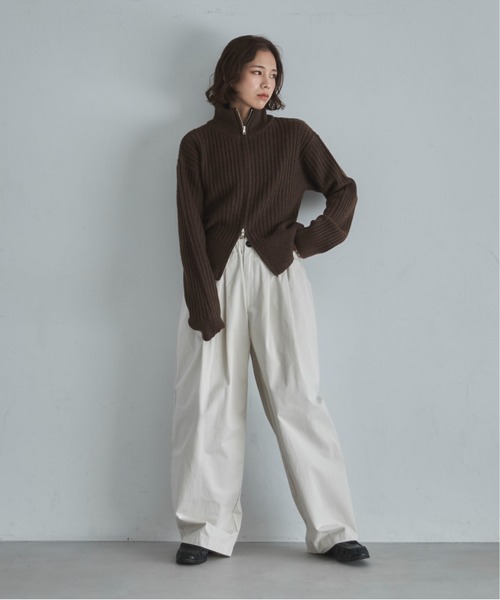 feepur(フェピュール)の「【ハンドウォッシャブル】ダブルジップドライバーズニット(ニット/セーター・レディース・ブラウン/チャコールグレー・MEDIUM)」の22枚目の写真