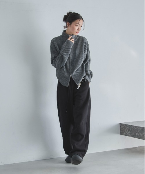 feepur(フェピュール)の「【ハンドウォッシャブル】ダブルジップドライバーズニット(ニット/セーター・レディース・ブラウン/チャコールグレー・MEDIUM)」の5枚目の写真