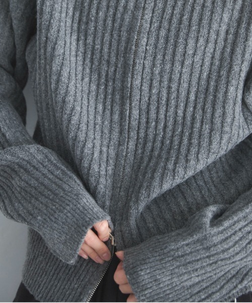 ハンドウォッシャブル】ダブルジップドライバーズニット（ニット