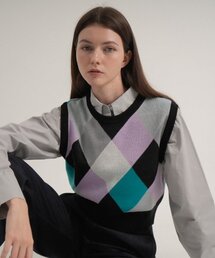 VLETI（ブレッティ）の「Round Coloration Knit Vest (Black)（ベスト）」