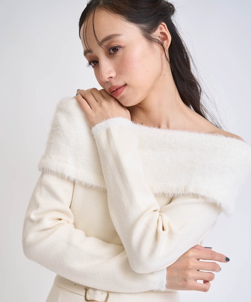 フェザートリム配色ドッキングワンピース