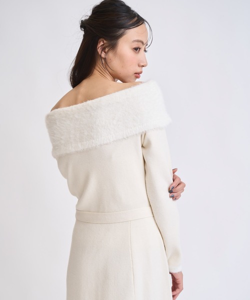 NOELA(ノエラ)の「フェザートリム配色ドッキングワンピース(ワンピース・レディース・モカ/グレー/オフホワイト・フリー)」の12枚目の写真