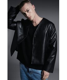 APOSTROPHE COMMA（アポストロフィコンマ）の「カラリスカーディガンレザージャケット_ブラック（ライダースジャケット）」