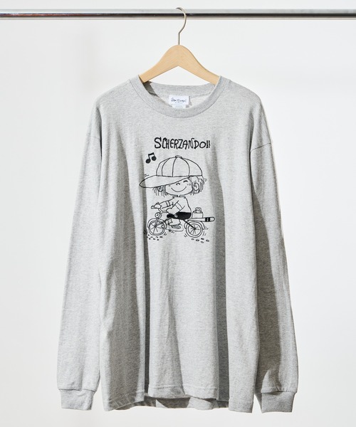 salle de bal（サルデバル）の「【 Ado Mizumori / 水森亜土 】 刺繍ロングスリーブTEE  WNI（Tシャツ/カットソー・レディース・グレー/ブラック/アイボリー/ホワイト/バーガンディー/グリーン・FREE）」の4枚目の写真