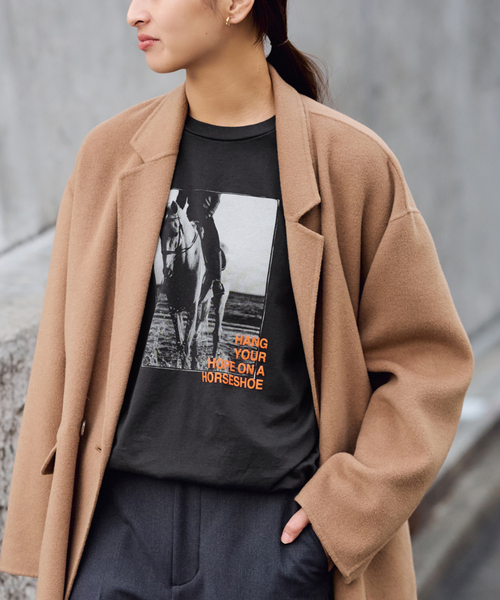 FRAMeWORK（フレームワーク）の「ホースフォトロングTシャツ（Tシャツ/カットソー・レディース・チャコールグレー/ホワイト・FREE）」の13枚目の写真